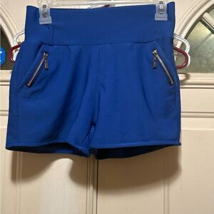 Blue Women's Shorts with Zipper Pockets